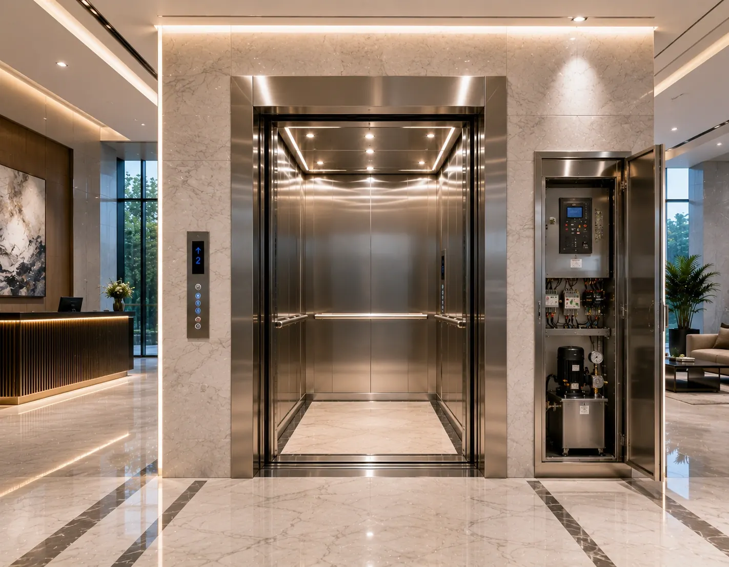 Hydraulic elevator installation for low-rise buildings in Delhi NCR