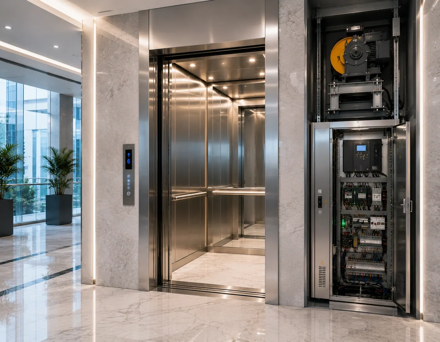 Machine room less MRL elevator installation in Delhi NCR