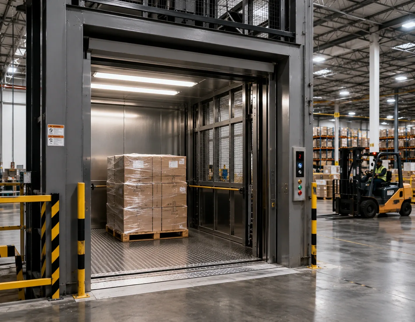 Industrial goods lift installation for warehouse material movement in Delhi NCR